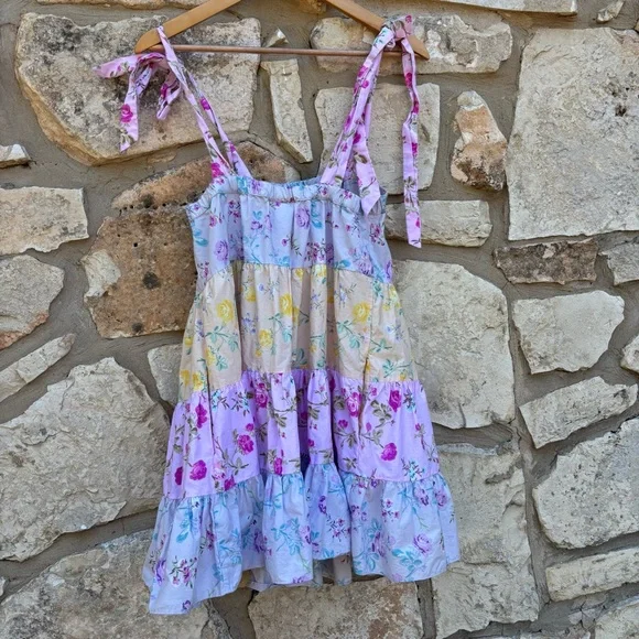 Love Shack Fancy Target Dress Womens Size xs Floral Tiered Tie Strap Ruffles - Picture 4 of 4